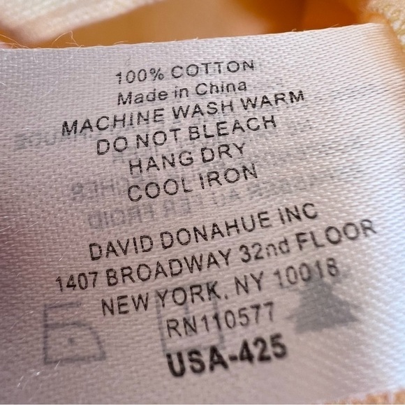DAVID DONAHUE Yellow Long Sleeve Button Down Trim Men's Shirt Size 17.5/34-35 - Picture 16 of 16